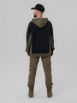 Толстовка мужская Remington New Town Black/Beige (черный/тёмно-зеленый)